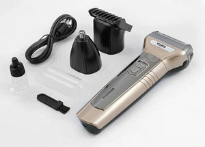 Yoko YK-7207 3-In-1 Rechargeable Trimmer – Black/Gold, 15cm